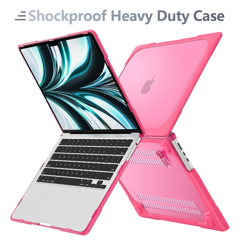 Batianda Heavy Duty Case for New MacBook Air 13.6 inch 2026 M5 2025 M4 Chip 2024 2022 Release, Ergonomic Foldable Kickstand (Holds 20lbs) Matte Translucent Protective Cover with Keyboard Skin, Pink - Image 5