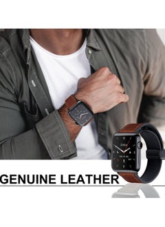 GNAFOTU Magnetic Leather Watch Band for Apple Watch Ultra, 49mm/45mm/44mm/42mm - Magnetic Buckle Replacement Genuine Leather Strap for Apple Watch Series, Brown  - Image 3