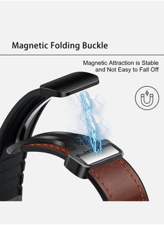 GNAFOTU Magnetic Leather Watch Band for Apple Watch Ultra, 49mm/45mm/44mm/42mm - Magnetic Buckle Replacement Genuine Leather Strap for Apple Watch Series, Brown  - Image 4