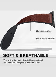 GNAFOTU Magnetic Leather Watch Band for Apple Watch Ultra, 49mm/45mm/44mm/42mm - Magnetic Buckle Replacement Genuine Leather Strap for Apple Watch Series, Brown  - Image 5
