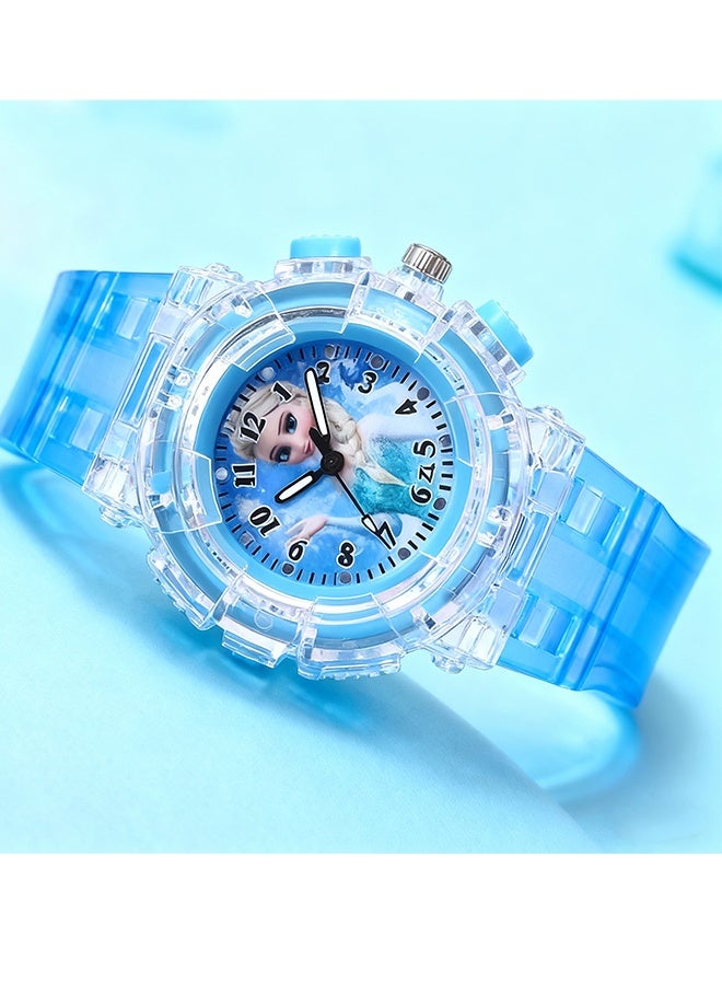 هابي دي ساعة الأطفال ذات الشخصية الكرتونية إلسا المجمدة، ساعة رقمية ملونة للأطفال، ساعة معصم كوارتز كرتونية متلألئة للأطفال - Image 2