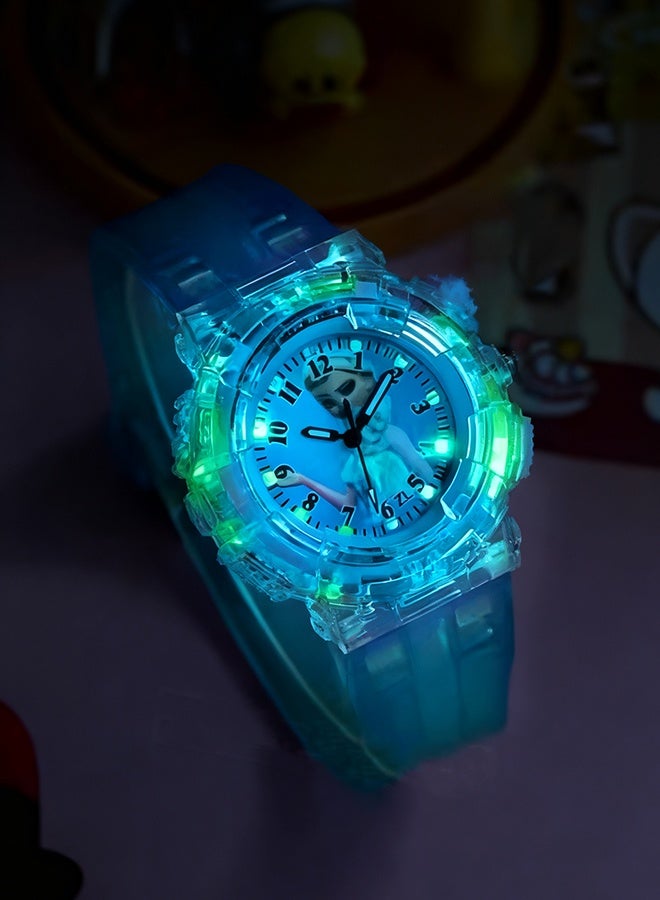 هابي دي ساعة الأطفال ذات الشخصية الكرتونية إلسا المجمدة، ساعة رقمية ملونة للأطفال، ساعة معصم كوارتز كرتونية متلألئة للأطفال - Image 4