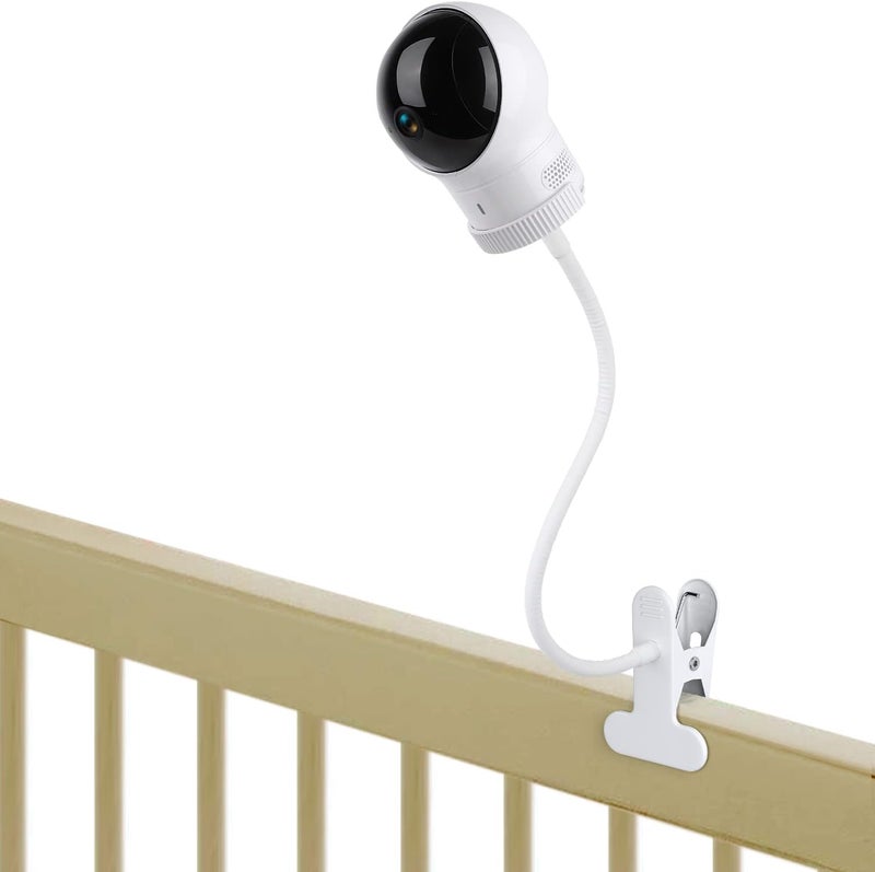 wochel Clip Mount for Eufy Baby Monitor Camera Flexible Gooseneck Baby Monitor Holder for Crib Without Tools or Wall Damage  White - Image 1