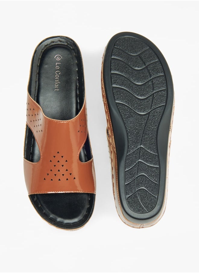 Le Confort Solid Slip-On Sandals with Wedge Heels  - Image 5