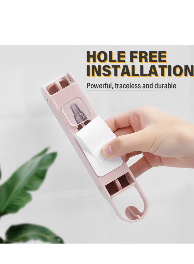 SOLARAE 4 PCS Hidden Foldable Door Hooks, Punch-Free Over Door Hangers - Self-Adhesive Door Coat Hook for Bedroom, Bathroom, Coats, Towels Travel Portable Hat Hanger(Multi-Holes) - Image 4