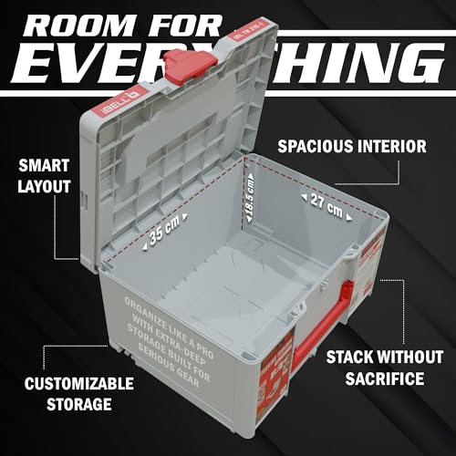 IBELL TOOLS iBELL TB215-1 Large Size Stackable Tool Storage Box - Durable PC+ABS, 40kg Load Capacity, 39x30x21.5cm - Image 5