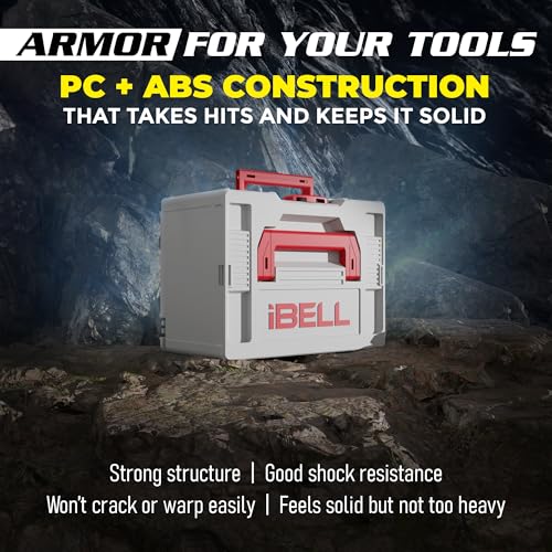 IBELL TOOLS iBELL TB215-1 Large Size Stackable Tool Storage Box - Durable PC+ABS, 40kg Load Capacity, 39x30x21.5cm - Image 4