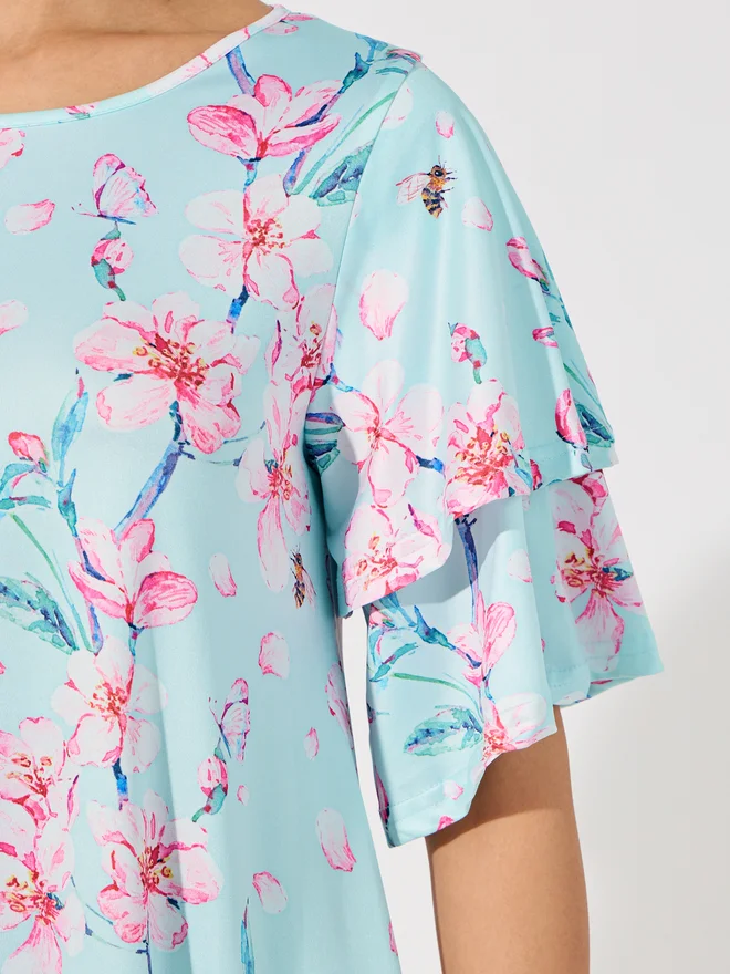 Aria Romance ARIA ROMANCE Floral Print Asymmetric Hem Top