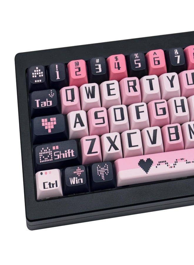 أغطية مفاتيح COOMICKEY PBT، 131 مفتاحًا، أسود ووردي، طباعة حرارية، أغطية مفاتيح لطيفة، ملف تعريف XDA للوحات المفاتيح الميكانيكية بمفاتيح Cherry Gateron MX - Image 1
