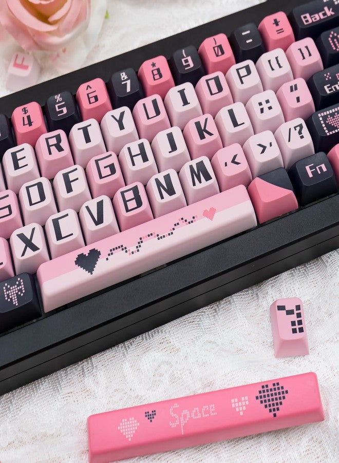 أغطية مفاتيح COOMICKEY PBT، 131 مفتاحًا، أسود ووردي، طباعة حرارية، أغطية مفاتيح لطيفة، ملف تعريف XDA للوحات المفاتيح الميكانيكية بمفاتيح Cherry Gateron MX - Image 5