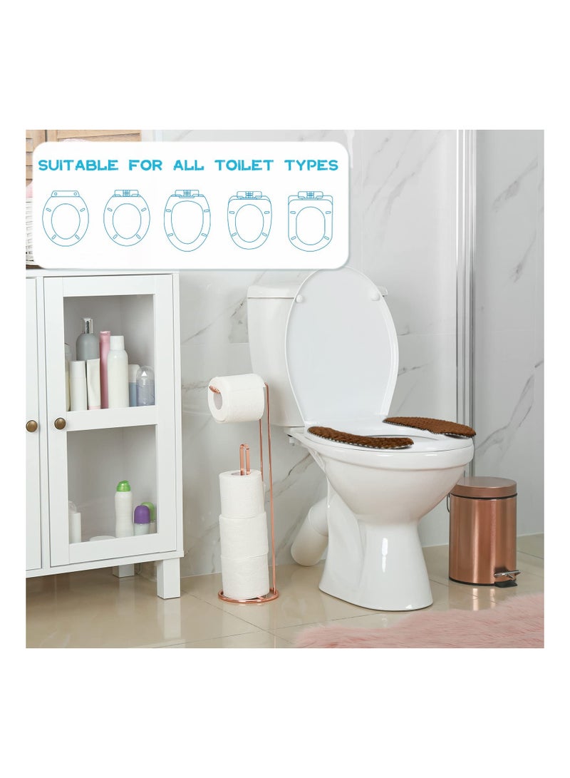 SOLARAE Washable Plush Toilet Seat Covers, Thick Padded Non-Slip Cushions with Self-Adhesive Tape, Soft Bathroom Accessories for Home, Dormitory, and School (4 Pairs) - Image 5