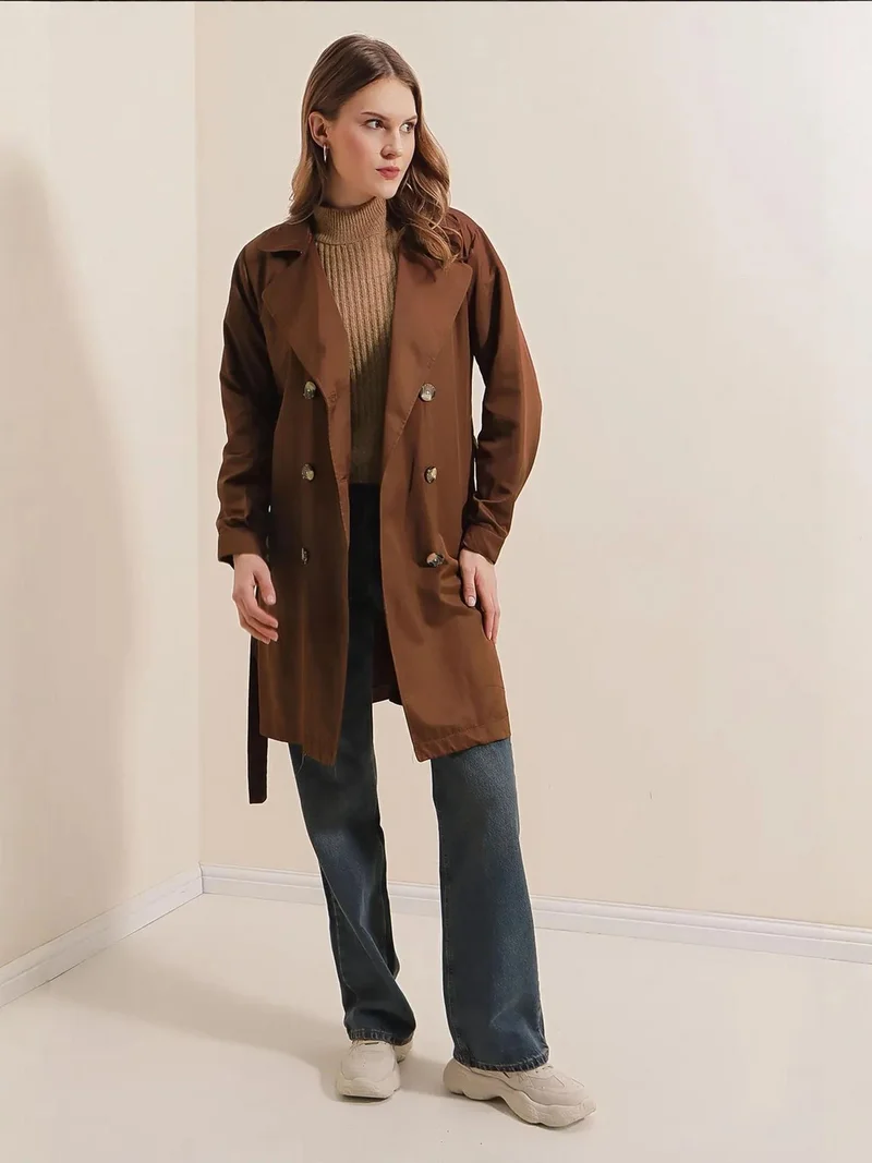 BIG DART BDART Double Breasted Elastic Trench Coat