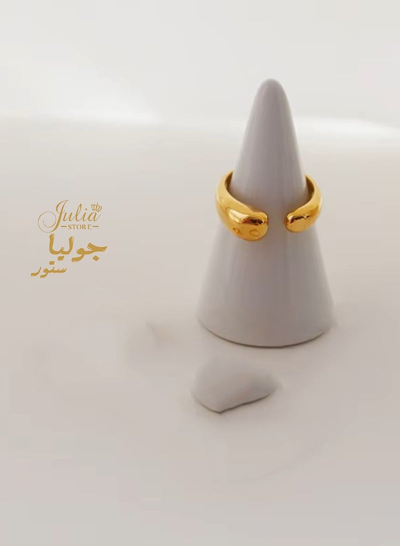 Julia Store 18K Gold Plated Stainless Steel Adjustable Open Trendy Dainty Elegant Best Selling Vintage Stackable Bold Statement Band Fashion Simple Ring Jewelry - Image 1