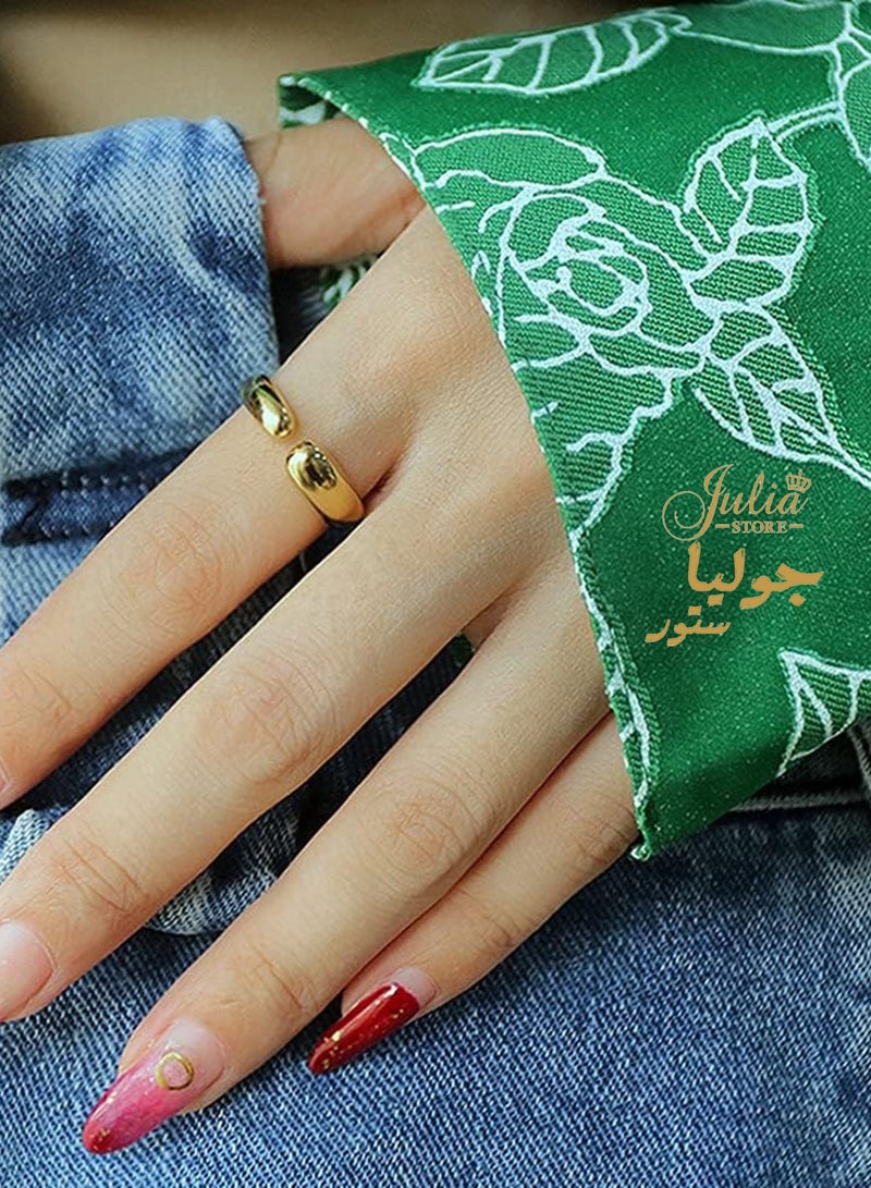 Julia Store 18K Gold Plated Stainless Steel Adjustable Open Trendy Dainty Elegant Best Selling Vintage Stackable Bold Statement Band Fashion Simple Ring Jewelry - Image 3