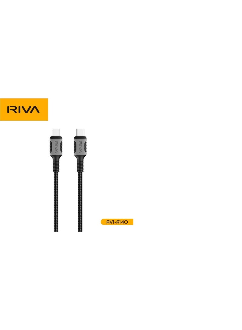 ريفا كابل RIVA RV1-R140 مضفر من النايلون، بطول 1200 مم من النوع C إلى النوع C. - Image 2