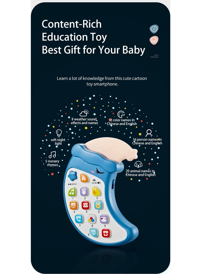 Children's music early education mobile phone toy educational and smart English bite-and-chew phone cartoon moon toy - Image 3