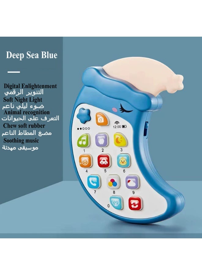 Children's music early education mobile phone toy educational and smart English bite-and-chew phone cartoon moon toy - Image 1