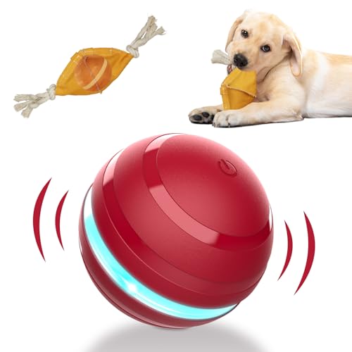 BENTOPAL Interactive Dog Balls with Motion Activated Wicked Ball Squeaky Dog Toy Oxford Bag Keep Dogs Busy Red Ball - Image 1