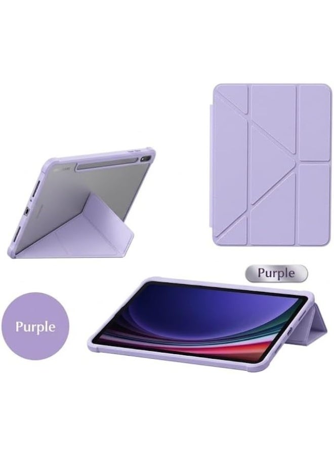 حافظة قابلة للطي على شكل Y لجهاز سامسونج جالكسي تاب اس 10 لايت 10.9 انش/ اس 10 اف اي/ اس 9 اف اي/ اس 9 11 انش مع حامل قلم مدمج، ظهر شفاف من البولي كربونات، (لافندر ) - Image 3
