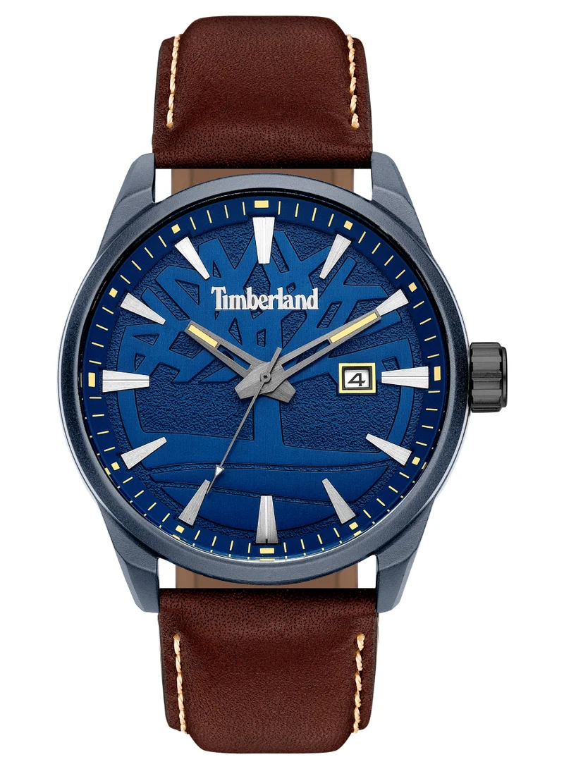 Blue Dial Brown Leather Strap Analog Watch for Men