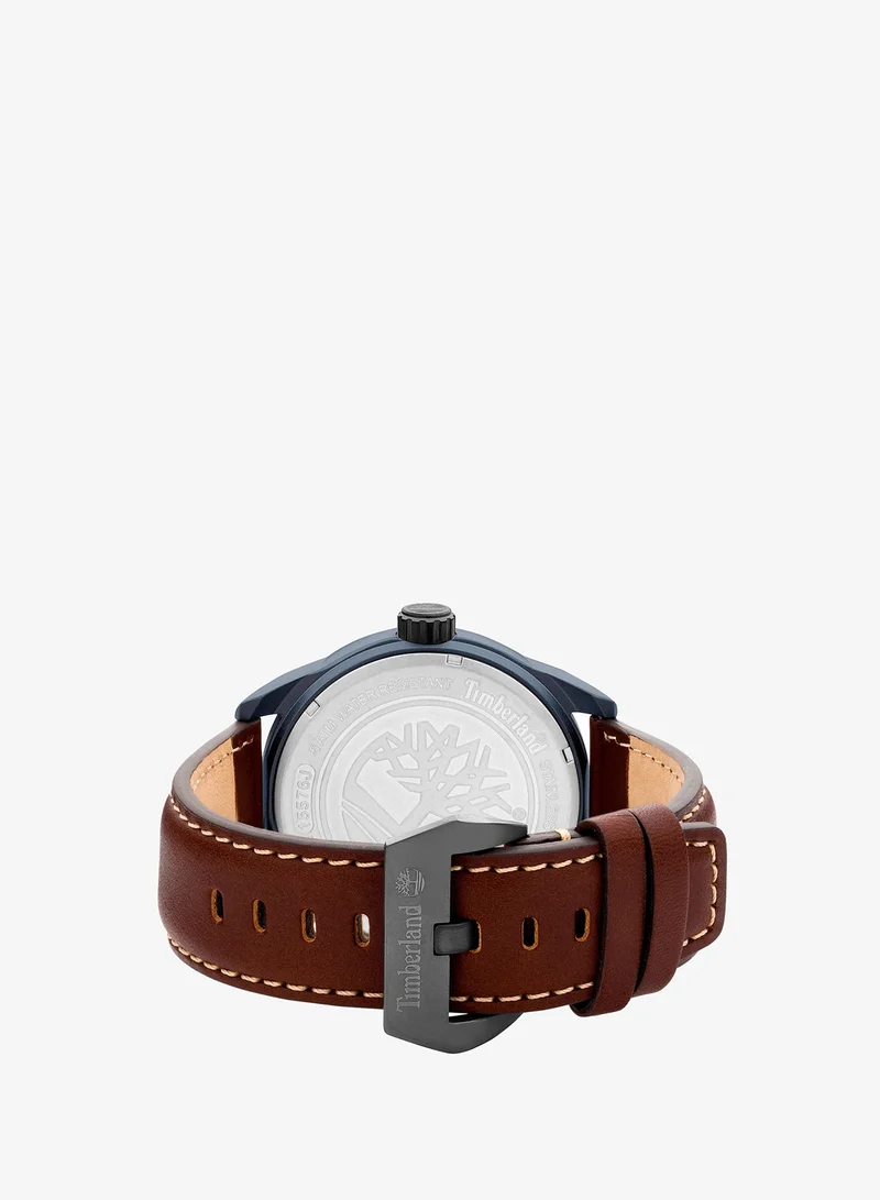 Timberland Blue Dial Brown Leather Strap Analog Watch for Men