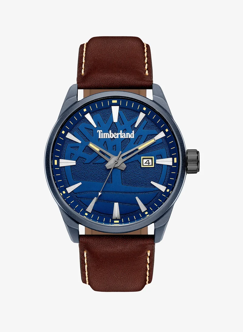 Timberland Blue Dial Brown Leather Strap Analog Watch for Men