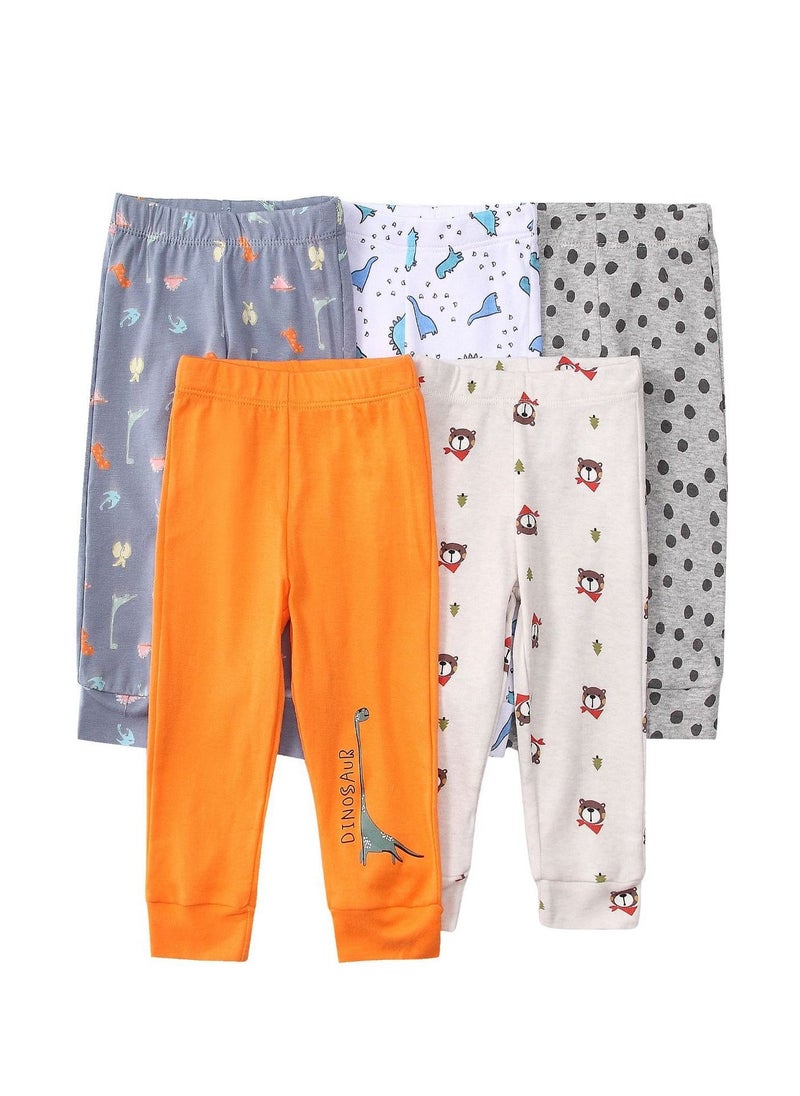 5-Pack Of Elastic Breathable Cotton Trousers For Infants And Young Children - Image 1
