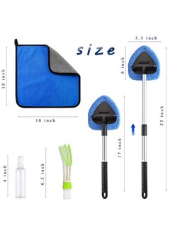 Generic Car Windshield Cleaning Kit Inner Window Demister Air Conditioning Vent 22.8 Retractable Handle Swivel 2 Washable Microfiber Cloth Spray Bottle  - Image 3