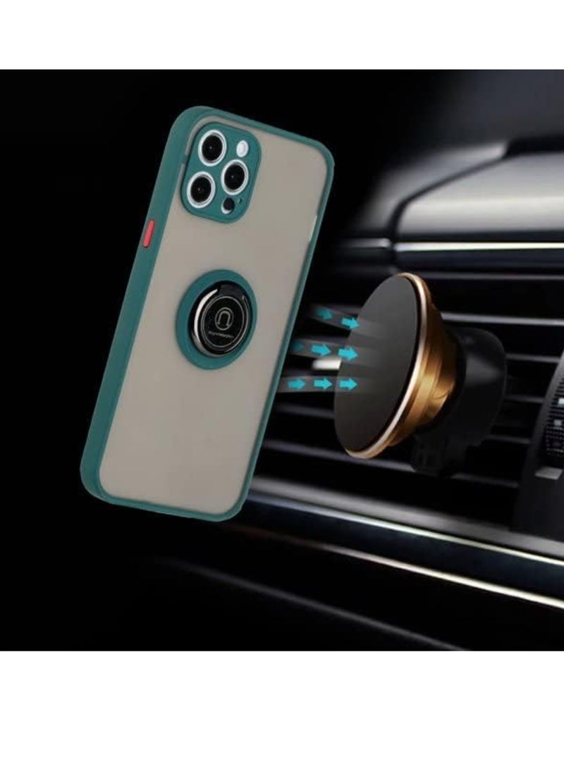 Case Compatible with iPhone 14 PRO Full Body Protective Case with 360° Magnetic Ring Kickstand for Car Anti-Fingerprint Shockproof Protective Case - GREEN - Image 3