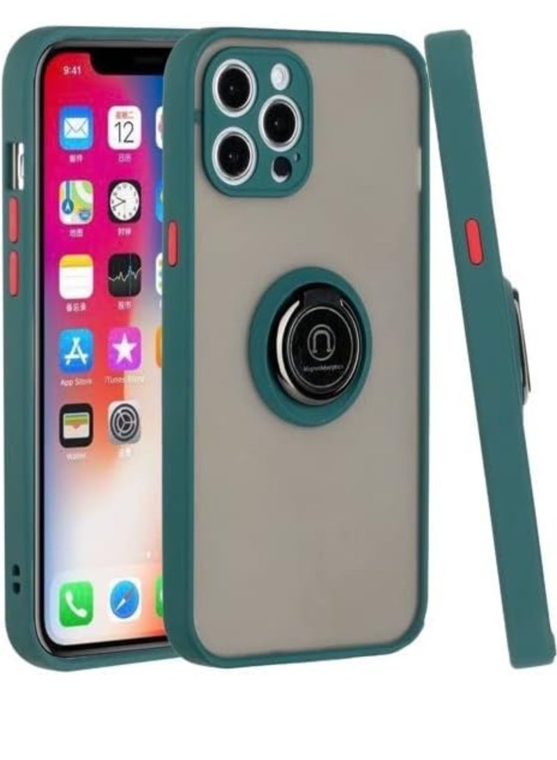 Case Compatible with iPhone 14 PRO Full Body Protective Case with 360° Magnetic Ring Kickstand for Car Anti-Fingerprint Shockproof Protective Case - GREEN - Image 4