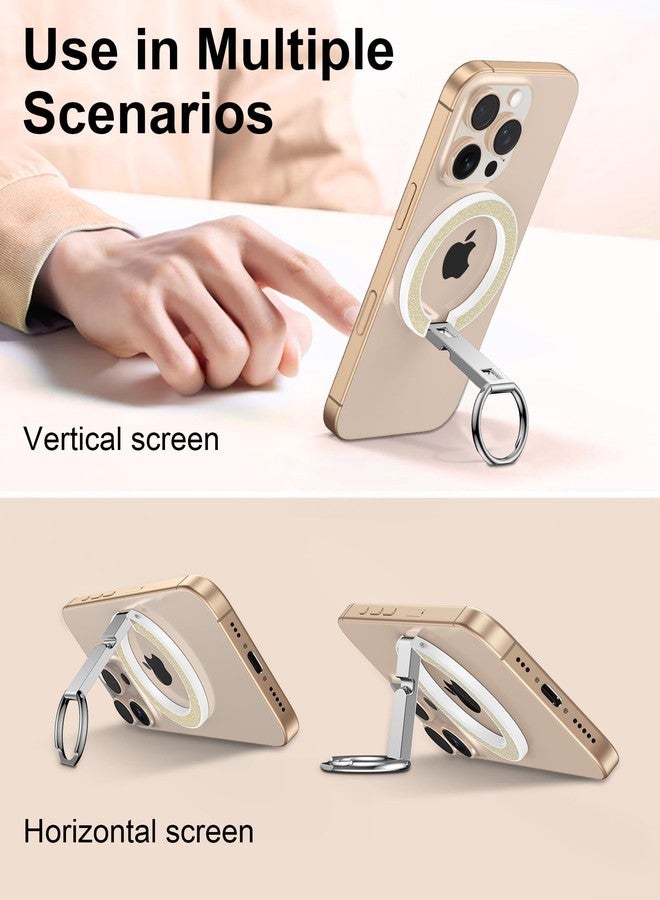 AILKIN Magnetic Phone Ring Holder Stand for Back of Phone, MagSafe Grip & Stand, Magnetic iPhone Holder for Hand, Mag Safe Kickstand for iPhone 17/16/15/14/13/12, MagSafe Ring Holder Grip-Gold Bling - Image 5