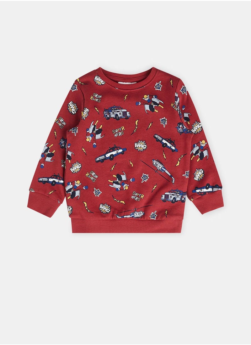 NAME IT - Kids Vehicle Print Sweatshirt - Image 1