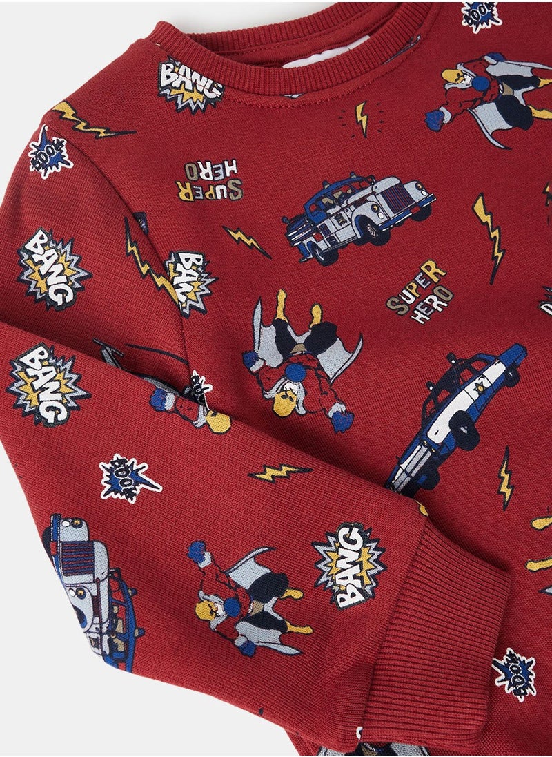 NAME IT - Kids Vehicle Print Sweatshirt - Image 1