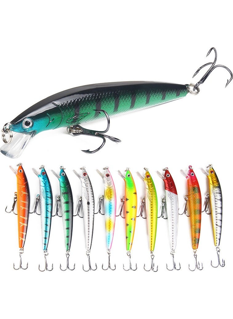 Valkyrie 10 Pieces 10CM 9gr Minnow Fake Fishing Rod Bait Set Rapala 1m Depth 10 Different Colors Carbon Steel Needle  - Image 1