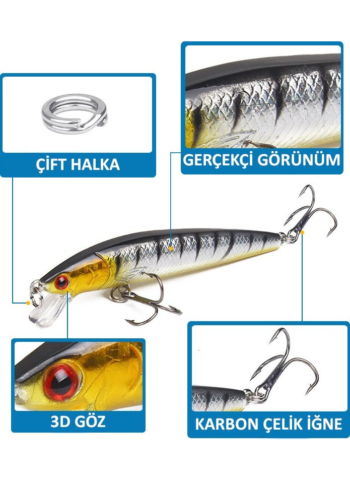 Valkyrie 10 Pieces 10CM 9gr Minnow Fake Fishing Rod Bait Set Rapala 1m Depth 10 Different Colors Carbon Steel Needle  - Image 3