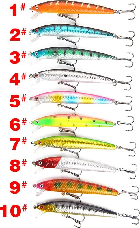 Valkyrie 10 Pieces 10CM 9gr Minnow Fake Fishing Rod Bait Set Rapala 1m Depth 10 Different Colors Carbon Steel Needle