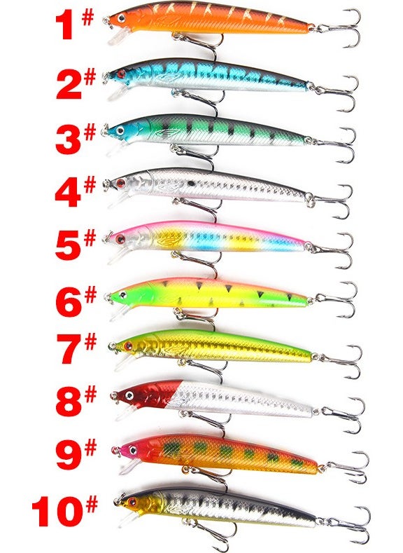 Valkyrie 10 Pieces 10CM 9gr Minnow Fake Fishing Rod Bait Set Rapala 1m Depth 10 Different Colors Carbon Steel Needle  - Image 2