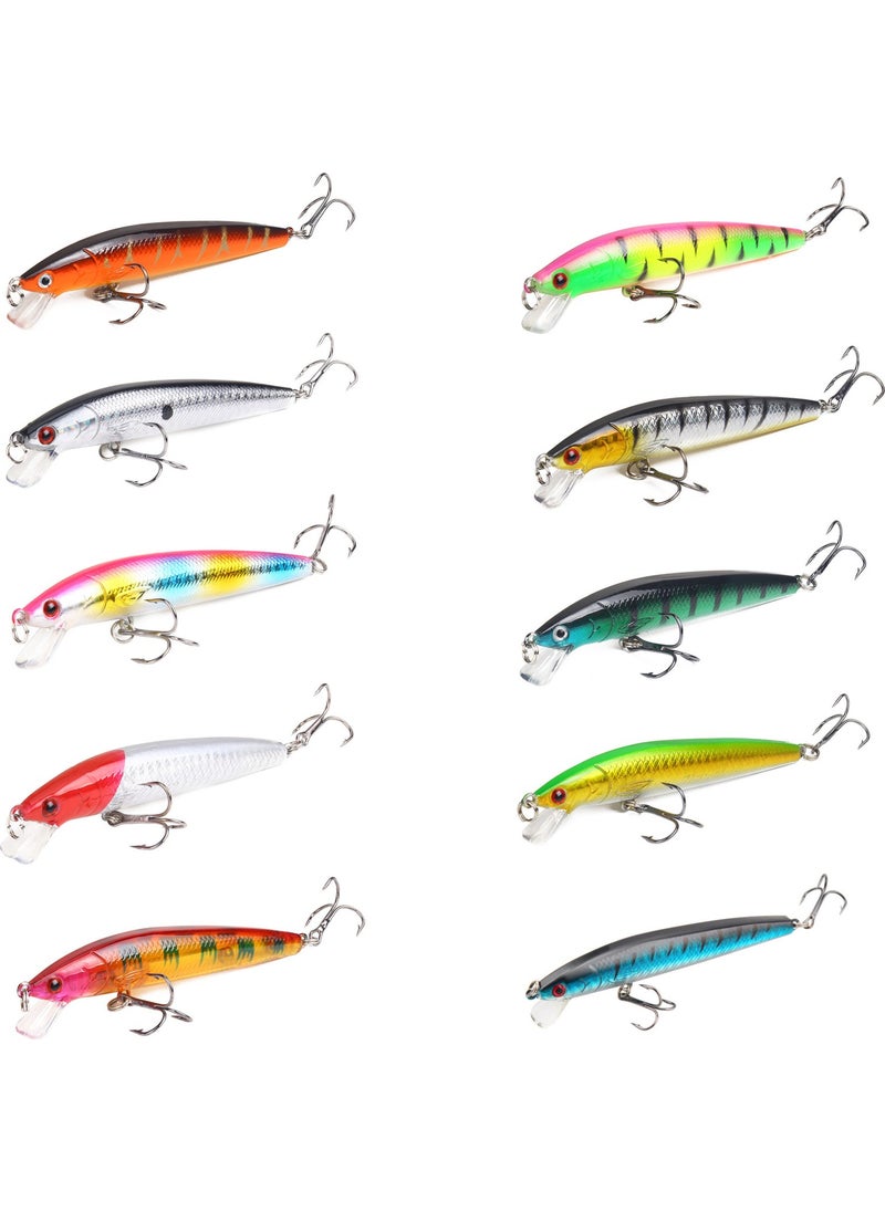 Valkyrie 10 Pieces 10CM 9gr Minnow Fake Fishing Rod Bait Set Rapala 1m Depth 10 Different Colors Carbon Steel Needle  - Image 4