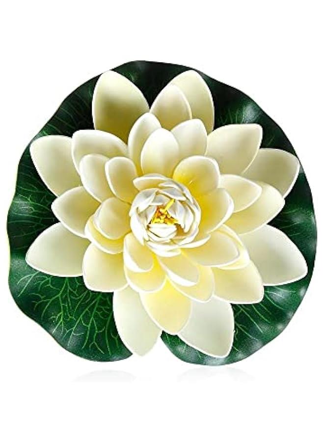 Generic 6Pcs 7in Artificial Lotus Flower Water Lily Fake Plants Swimming Pool Floating Plants Floral Foam Simulation Wedding Ornament Home Decor(7inch,White)  - Image 2