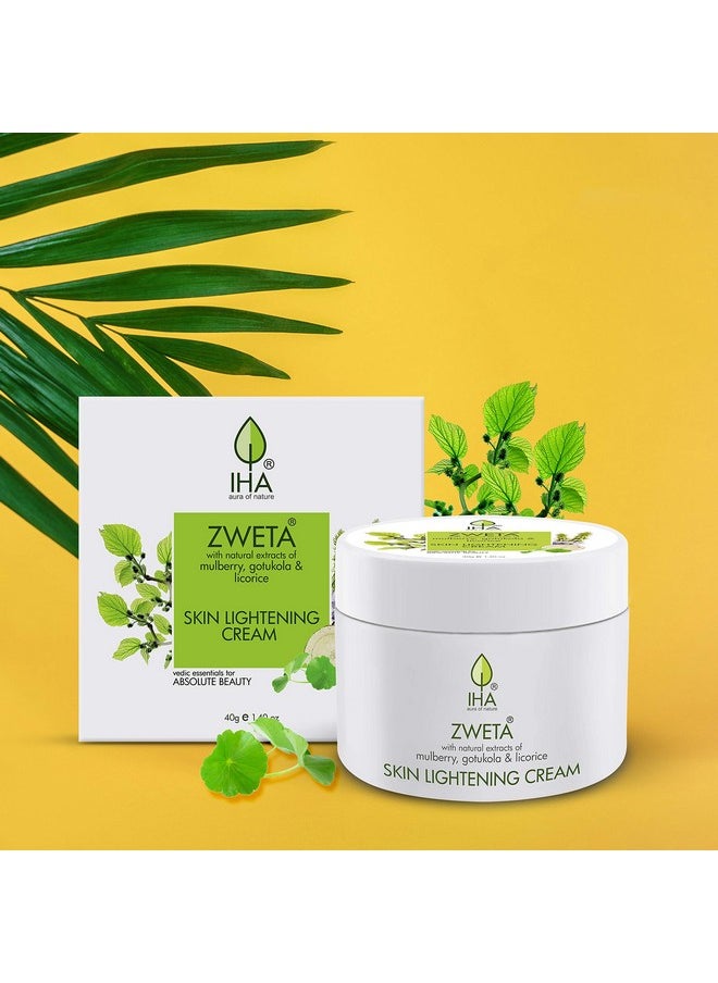 IHA - Zweta Skin Lightening Cream - Herbal Face Cream, Vegan Skin Brightening Cream With Mulberry, Gotukola And Licorice - Daily Face Cream For Women, Face Glowing Cream For Normal To Dry Skin - 40G - Image 1