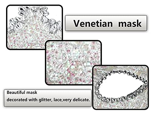 Geek-M Women Halloween Costume Mask Venetian Mask for Masquerade Ball Party White - Image 3