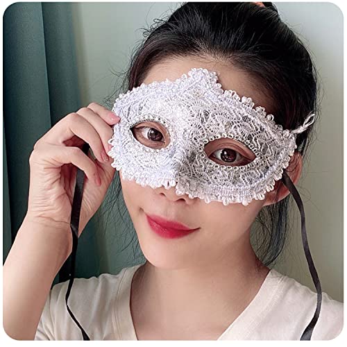 Geek-M Women Halloween Costume Mask Venetian Mask for Masquerade Ball Party White - Image 4
