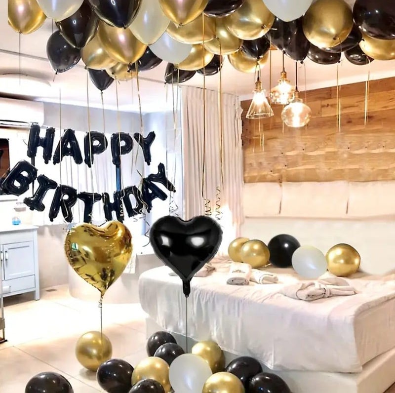 MANGO 42 PCS Ultimate Birthday Party Balloon Set 16 inch Black Happy birthday Letters Assorted Lates Balloons HearShaped Balloons2x Glue1x RibbonPerfect for Unforgettable Celebrations - Image 2