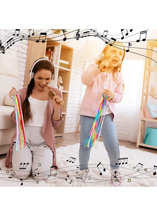 Grevosea 2 Pieces Kites For Kids Hand Kite Hand Ribbon Kite With Bells Cloud Wind Wand Ribbon Wood Sensory Educational Tool For Birthday Party Supplies  - Image 4