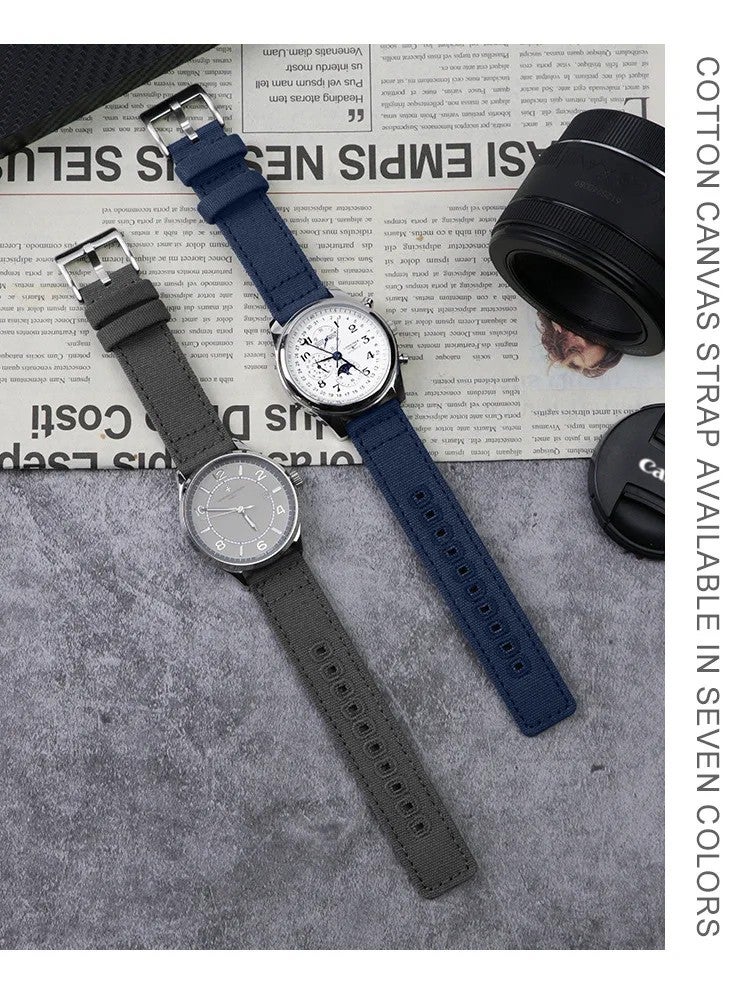 Bluejw Hotsale Cotton Sailcloth Quick Release Watch Band – 18mm 20mm 22mm Nylon Fabric Dive Canvas Replacement Strap with Stitching and Multiple Holes for Easy Fit - Image 4
