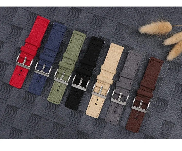 Bluejw Hotsale Cotton Sailcloth Quick Release Watch Band – 18mm 20mm 22mm Nylon Fabric Dive Canvas Replacement Strap with Stitching and Multiple Holes for Easy Fit - Image 3