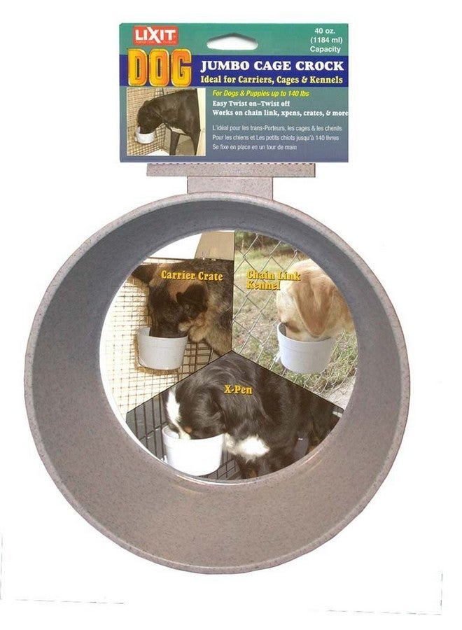 Lixit Kennel Cage Water Bowl Hanging - Non Spill Dog Crate Bowls - Durable Crate Water Bowl for Pets - Securely Attaches to Cage for Convenient Feeding and Drinking (40oz, Granite) - Image 1