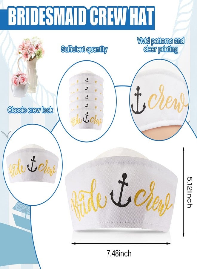 Jecery 6 Pack Bride Captain Hat with Veil Bachelorette Party Decorations Bride Crew White Sailor Hat for Last Toast on The Coast Nautical Bridal Shower Party Supplies - Image 3