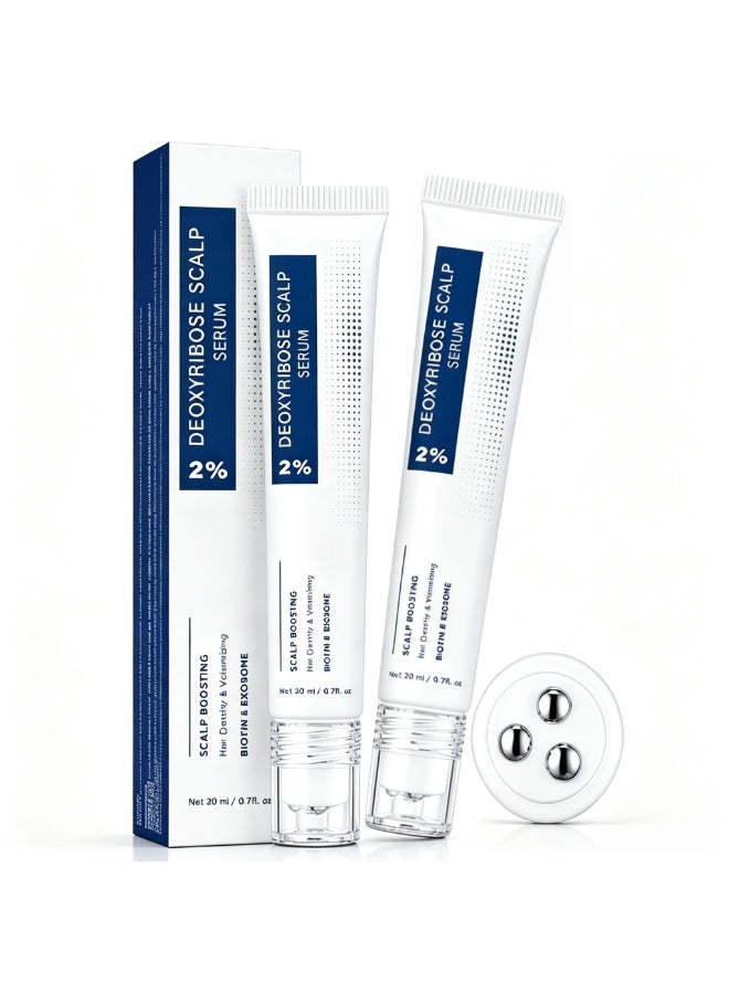 2-PACKS 2% Deoxyribose Scalp Serum with Rollerball Applicator, Hair Density & Volumizing Scalp Treatment, Enriched for Men & Women, Fragrance Free 20ml*2 - Image 1