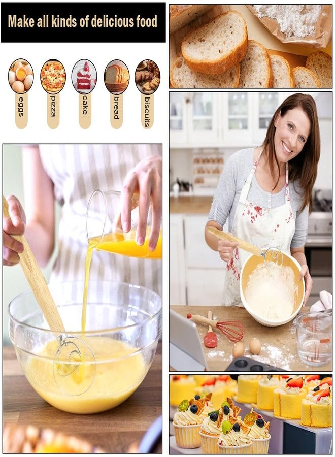 Hengke 2 Pcs Rustproof Stainless Steel Ring Danish Dough Whisk, Wooden Bread Whisk, 13 inches Dutch Whisk for Cooking, Blending Whisking Stirring Sourdough Cake Pizza Pastry Biscuits Bread - Image 4